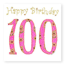 Load image into Gallery viewer, 100th Birthday Card, Age 100 Birthday Card for Her, Hand Finished with Gems (BD37)
