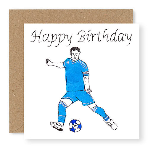 Blue Footballer Birthday Card (BD55)