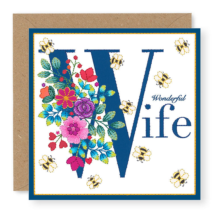 Bouquet Wonderful Wife Card, (BQ018)