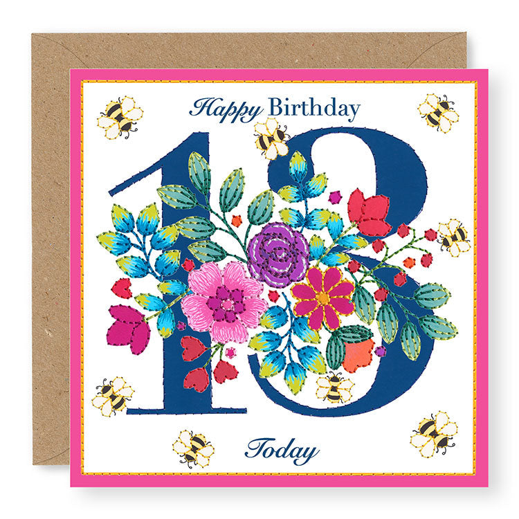 Bouquet Age 13 Birthday Card, (BQ029)