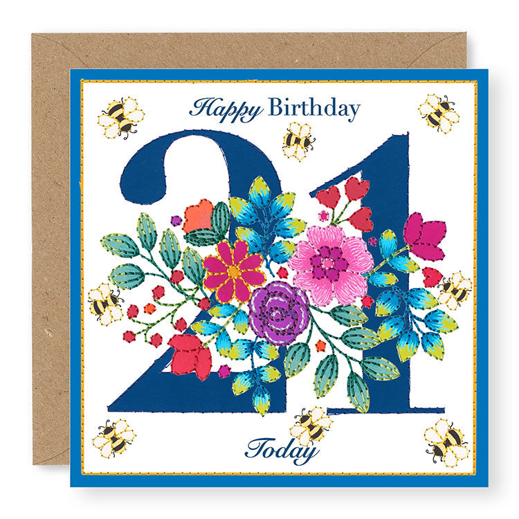 Bouquet Age 21 Birthday Card, (BQ032)
