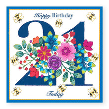 Load image into Gallery viewer, Bouquet Age 21 Birthday Card, (BQ032)
