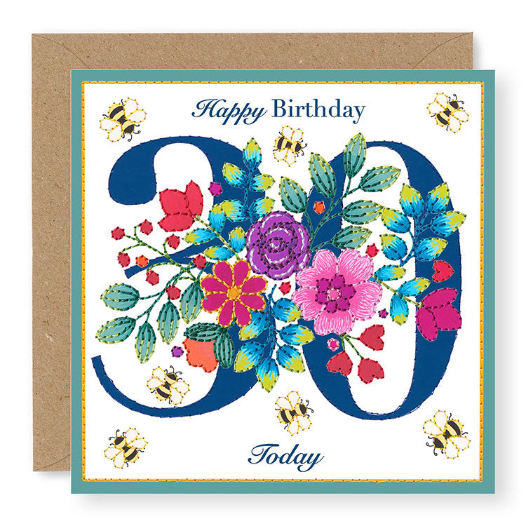 Bouquet Age 30 Birthday Card, (BQ033)