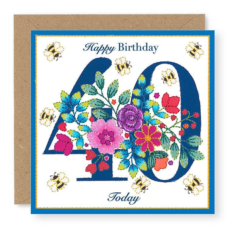 Bouquet Age 40 Birthday Card, (BQ034)