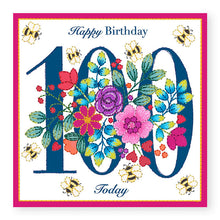Load image into Gallery viewer, Bouquet Age 100 Birthday Card, (BQ040)

