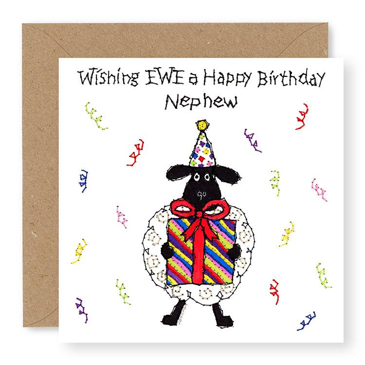 Hey EWE Present Happy Birthday Nephew Birthday Card, (EW07)