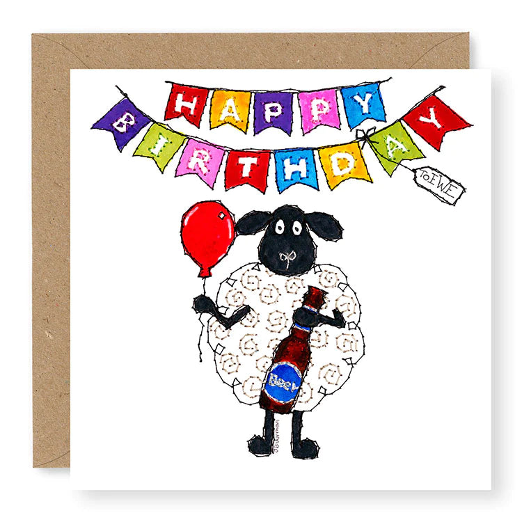 Hey EWE Beer Bottle Birthday Card, (EW101)