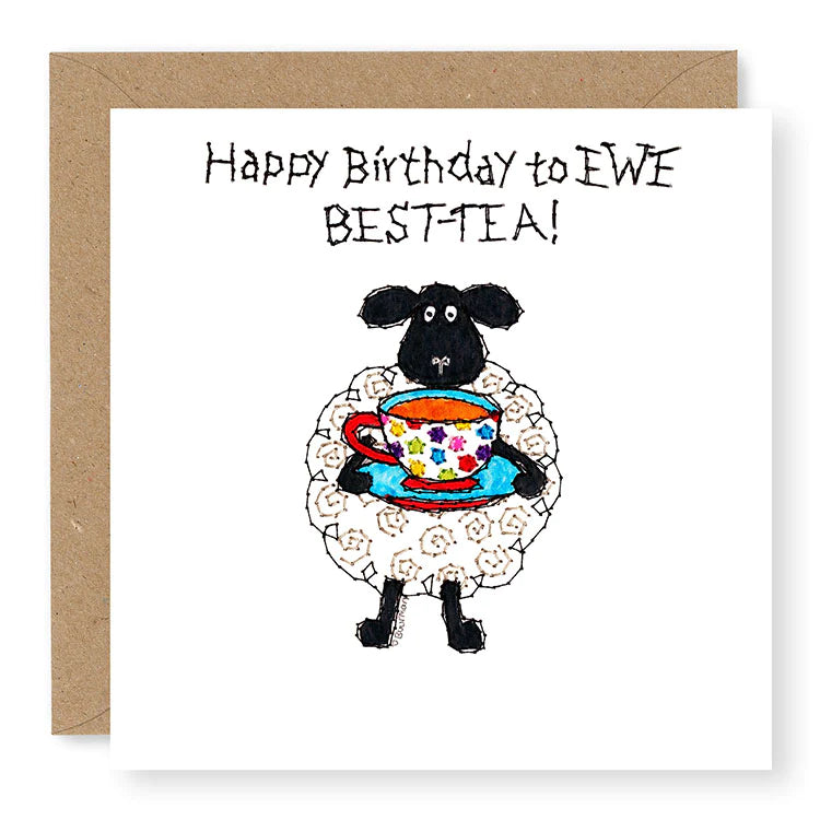 Hey EWE Best-Tea Birthday Card, (EW109)
