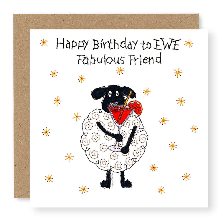Hey EWE Cocktail Fabulous Friend Brithday Card, (EW115)