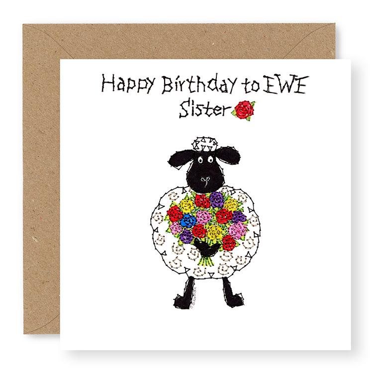 Hey EWE Roses Happy Birthday Sister Birthday Card, (EW11)