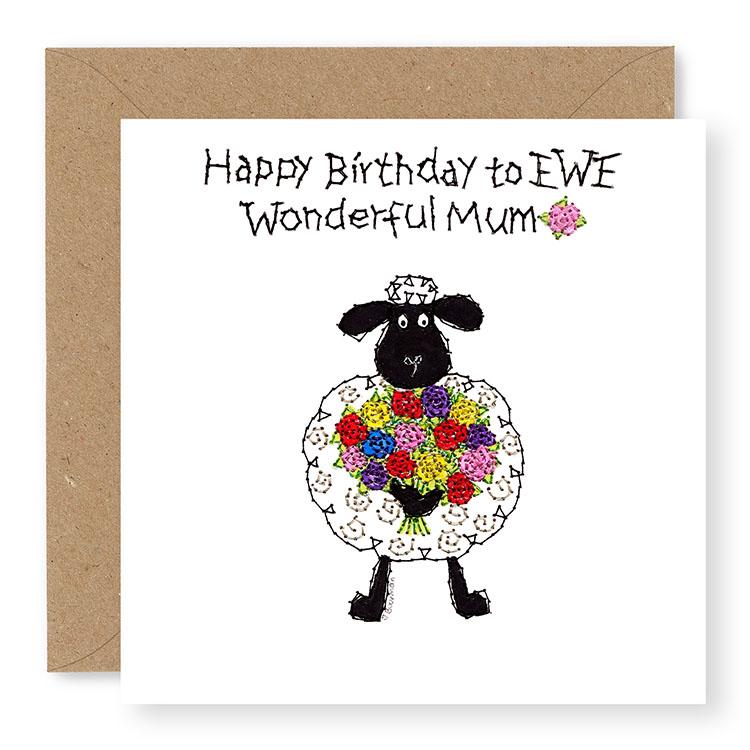 Hey EWE Roses Happy Birthday Mum  Birthday Card, (EW12)