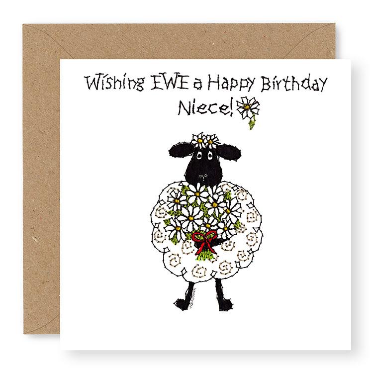 Hey EWE Daisies Happy Birthday Niece Birthday Card, (EW18)