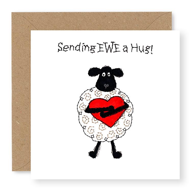 Hey EWE Sending Ewe a Hug Card, (EW29)