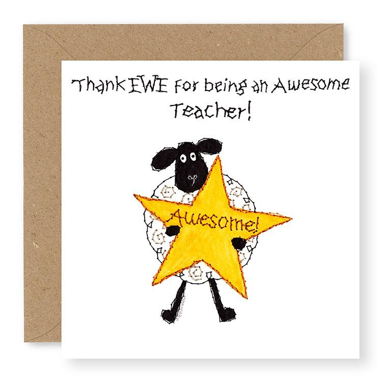 Hey EWE Awesome Teacher Thank You Card, (EW47)