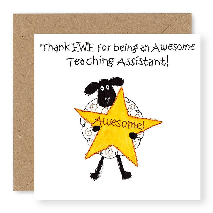 Hey EWE Awesome Teaching Assistant Thank You Card, (EW48)
