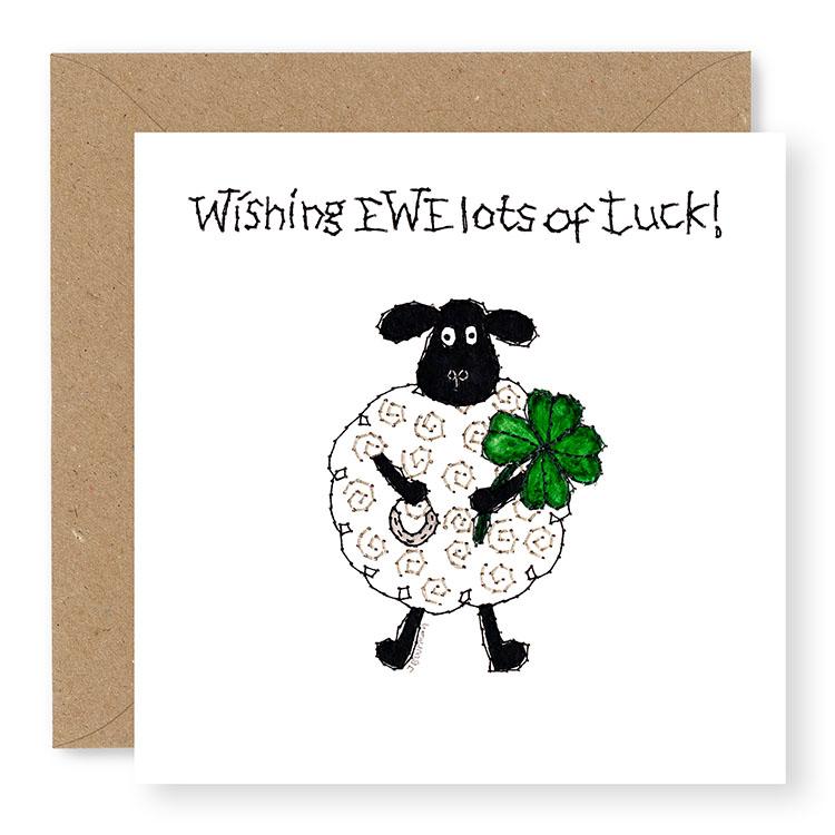 Hey EWE Clover Lots of Luck Good Luck Card, (EW49)