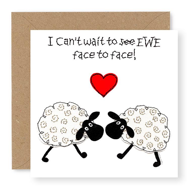 Hey EWE 2 Sheep Face to Face Card, (EW60)