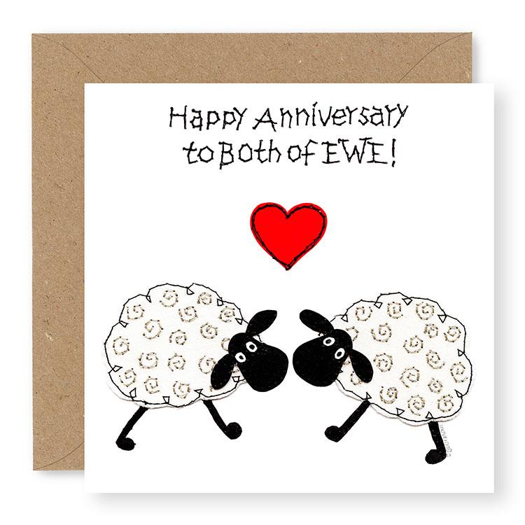 Hey EWE 2 Sheep Happy Anniversary to Both of EWE Card, (EW62)