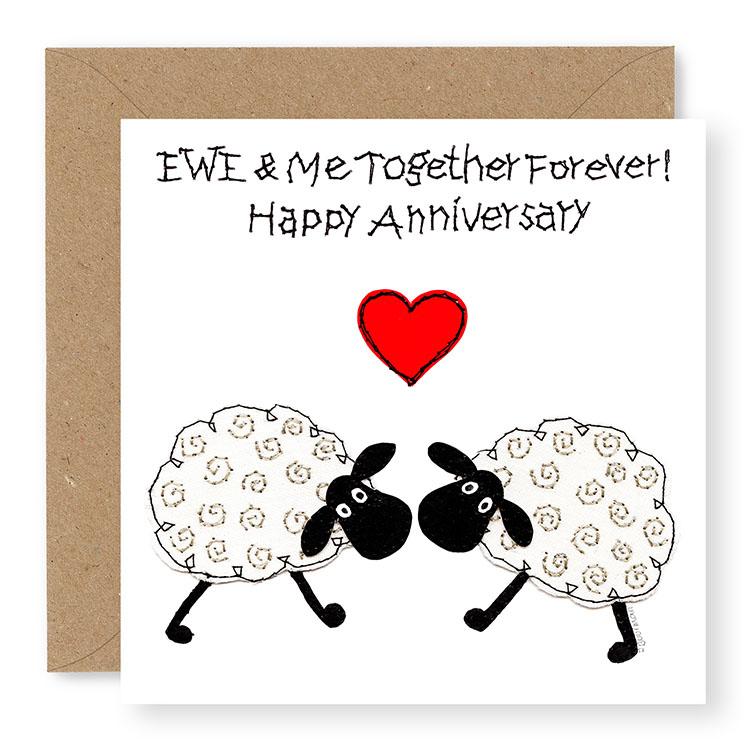Hey EWE 2 Sheep Together Forever Anniversary Card, (EW63)