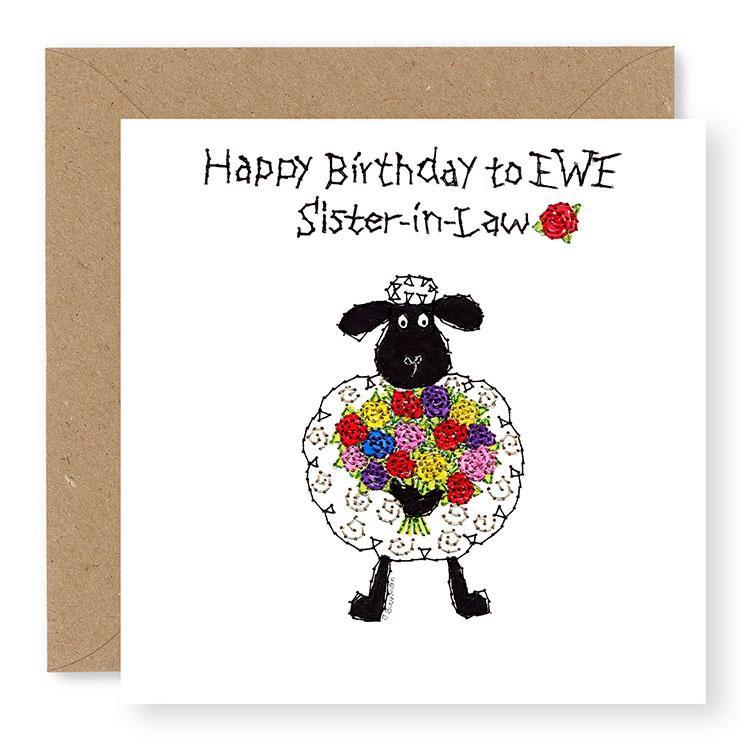 Hey EWE Roses Happy Birthday Sister-in-Law Birthday Card, (EW66)