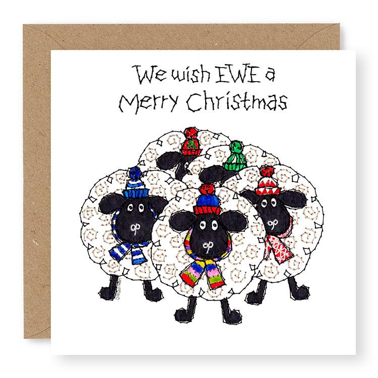 Hey EWE Flock We Wish Ewe a Merry Christmas Christmas Card, (EW74)