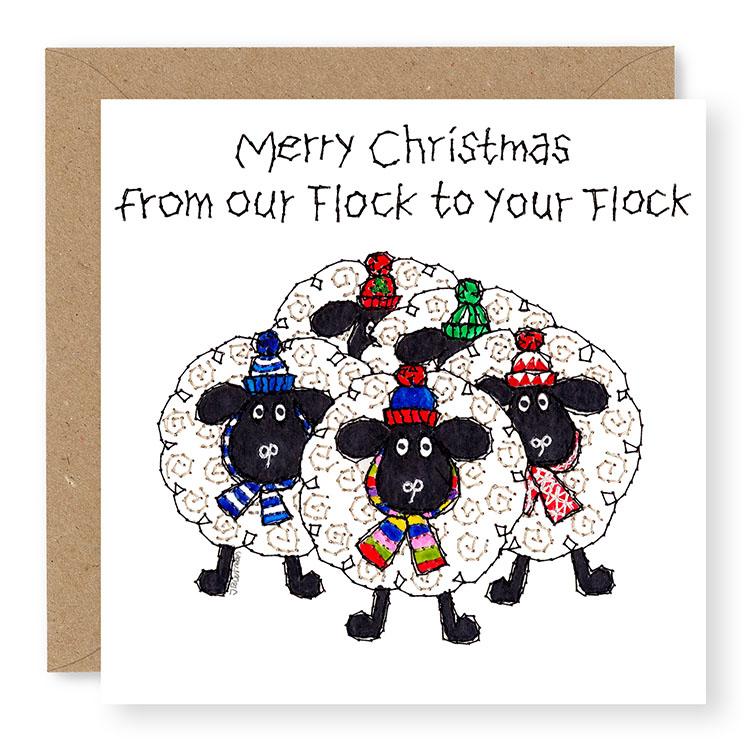 Hey EWE Flock Merry Christmas from our Flock to your Flock Christmas Card, (EW75)
