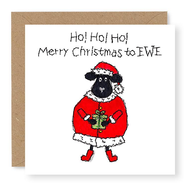Hey EWE Santa Ho Ho Ho Christmas Card, (EW76)