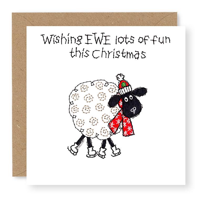 Hey EWE Skates Lots of fun Christmas Card, (EW83)