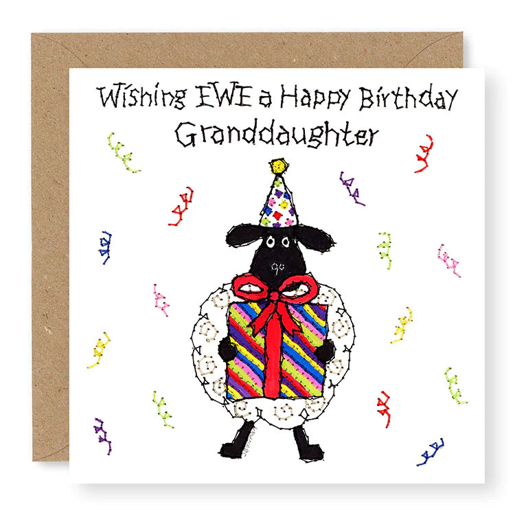 Hey EWE Present Happy Birthday Granddaughter Birthday Card, (EW86)