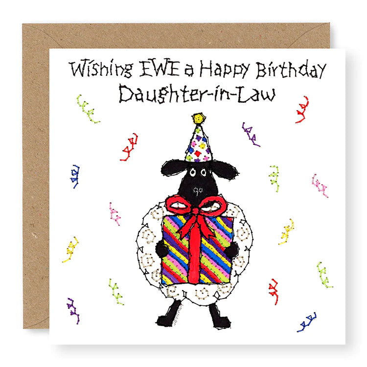 Hey EWE Present Happy Birthday Daughter-in-Law Birthday Card, (EW87)