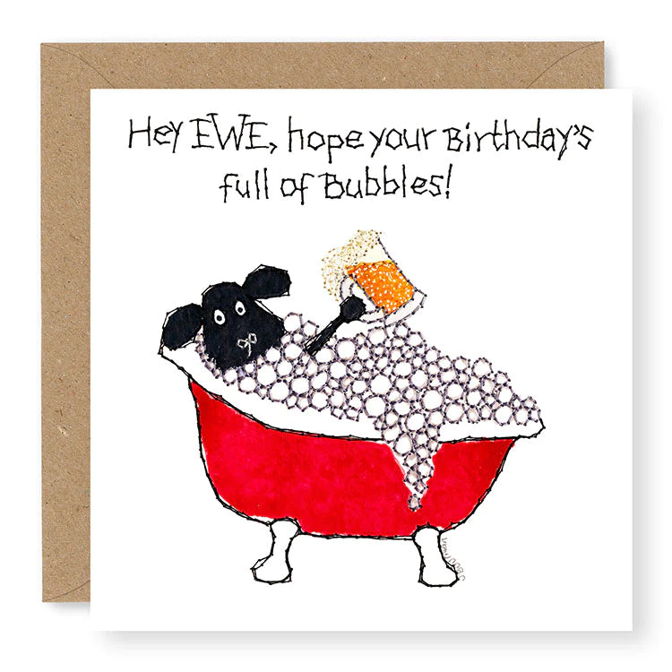 Hey EWE Bath and Beer Birthday Card, (EW89)
