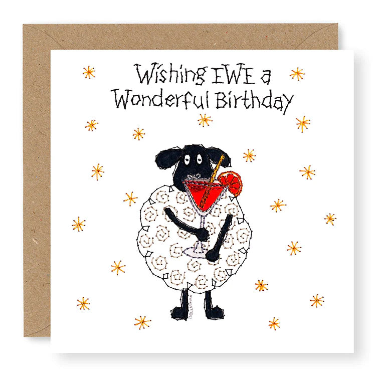 Hey EWE Cocktail Birthday Card, (EW98)