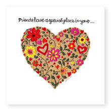 Load image into Gallery viewer, Friends Heart Card, Hand Finished with Gems (GC12)
