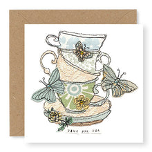 Load image into Gallery viewer, Time for Tea Card, Hand Finished with Gems (GC20)
