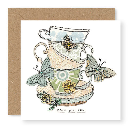 Time for Tea Card, Hand Finished with Gems (GC20)