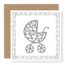 Load image into Gallery viewer, Silver Pram Baby Card (GC30)
