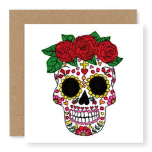 Load image into Gallery viewer, Day of the Dead Skull with Red Roses Card (GC41)
