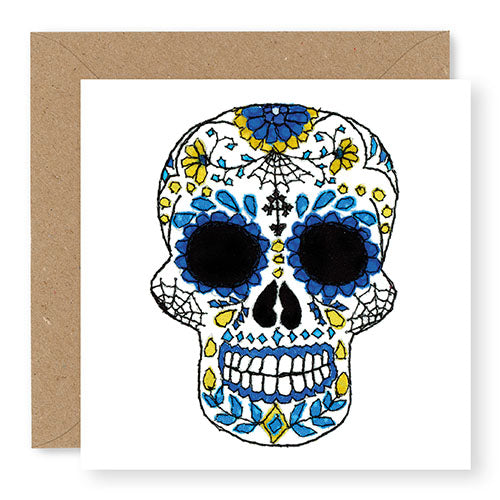 Day of the Dead Blue Skull Card (GC42)
