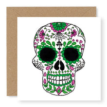 Load image into Gallery viewer, Day of the Dead Green Skull Card (GC44)
