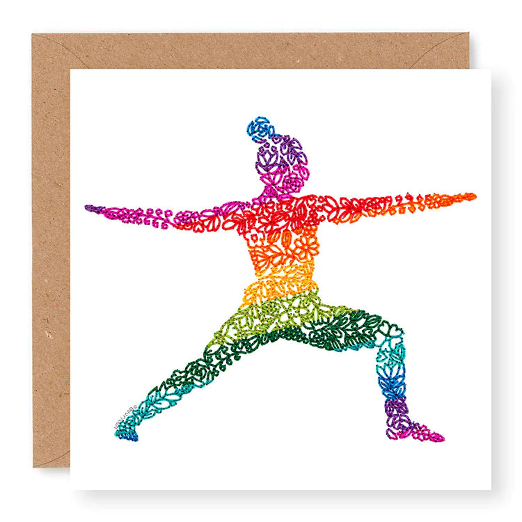 Inspire Female Yoga Warrior II Blank Card, (IN011)