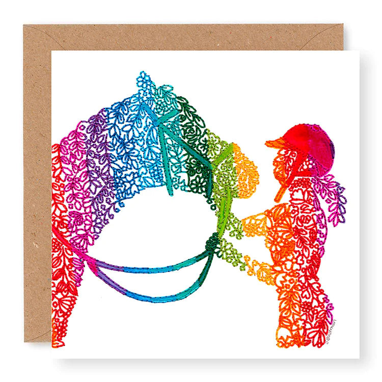 Inspire Female Girl with Horse Blank Card, (IN012)