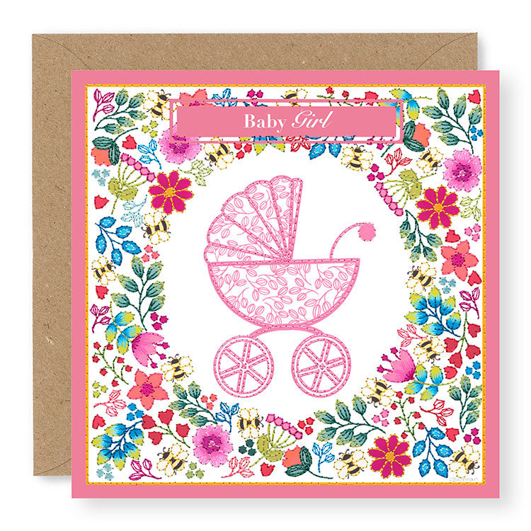 Summer Breeze Baby Girl Baby Card, (SB029)