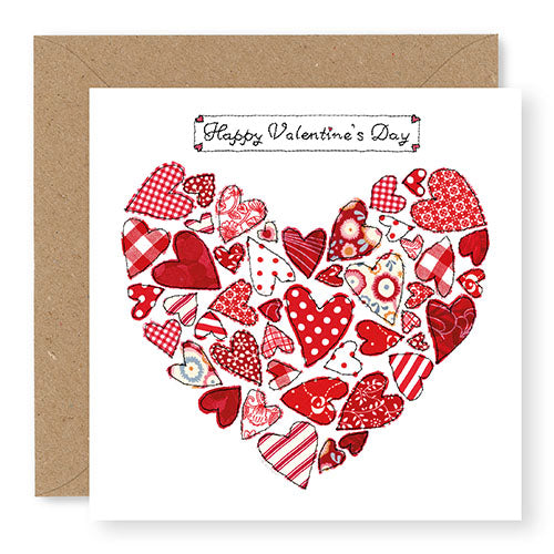 Valentine's Day Red Patchwork Heart Card (VC01)
