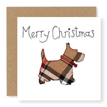 Load image into Gallery viewer, Taupe Scottie Dog Christmas Card, Hand Finished with a Gem (XMS14-2)

