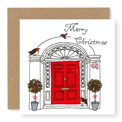 Front Door with Robins Christmas Card (XMS18)