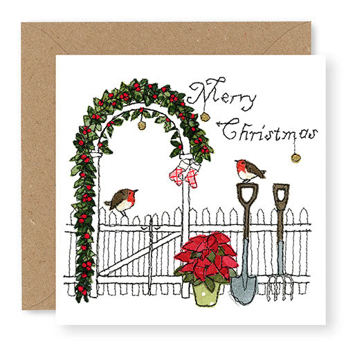Garden Arch with Robins Christmas Card (XMS19)