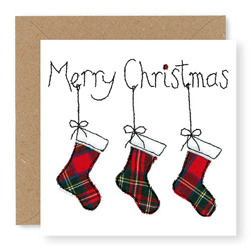 Tartan Christmas Stockings Christmas Card (XMS21-1)