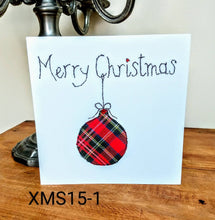Load image into Gallery viewer, Set of 6 Red Tartan Christmas Cards, Hand Finished with Gems
