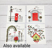 Load image into Gallery viewer, Set of 6 Red Tartan Christmas Cards, Hand Finished with Gems
