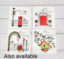 Load image into Gallery viewer, Set of 6 Taupe Tartan Christmas Cards, Hand Finished with Gems
